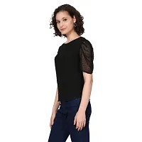 Elegant Black Chiffon Solid Top For Women-thumb3