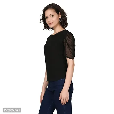 Elegant Black Chiffon Solid Top For Women-thumb4