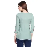 Elegant Green Viscose Rayon Self Pattern Top For Women-thumb1