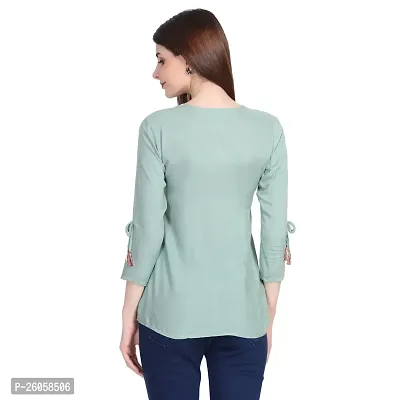 Elegant Green Viscose Rayon Self Pattern Top For Women-thumb2