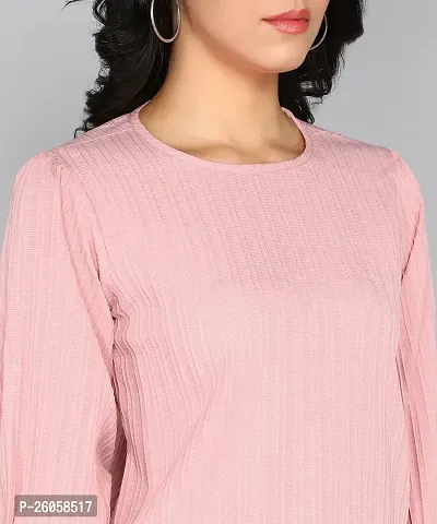 Elegant Pink Polyester Solid Top For Women-thumb4