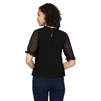 Elegant Black Chiffon Solid Top For Women-thumb1