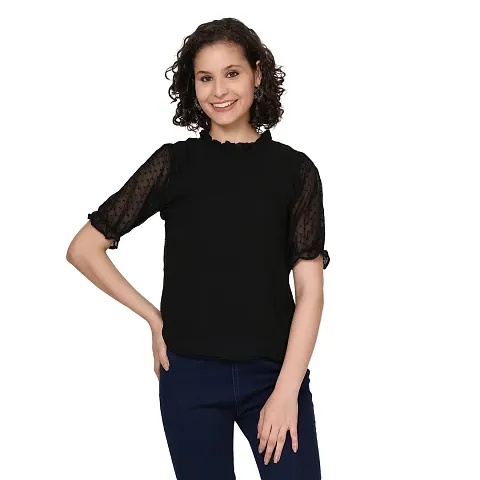 Elegant Chiffon Solid Top For Women