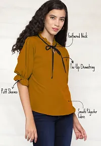 Elegant Yellow Polyester Solid Top For Women-thumb2