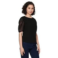 Elegant Black Chiffon Solid Top For Women-thumb2