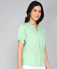 Elegant Green Polyester Solid Top For Women-thumb2