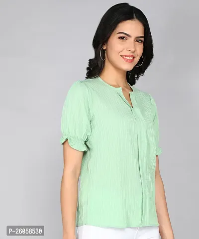 Elegant Green Polyester Solid Top For Women-thumb3