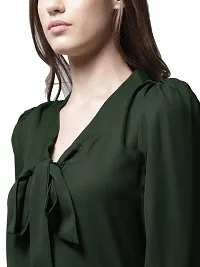 Elegant Green Crepe Solid Top For Women-thumb3