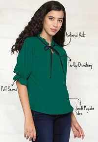 Elegant Green Polyester Solid Top For Women-thumb2