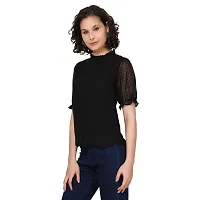 Elegant Black Chiffon Solid Top For Women-thumb3