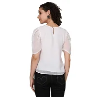 Elegant White Chiffon Solid Top For Women-thumb1