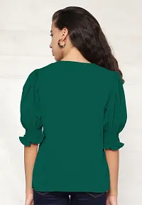 Elegant Green Polyester Solid Top For Women-thumb1