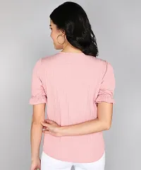 Elegant Pink Polyester Solid Top For Women-thumb1