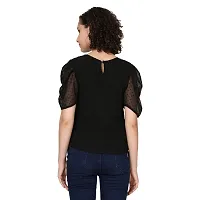 Elegant Black Chiffon Solid Top For Women-thumb1