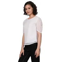 Elegant White Chiffon Solid Top For Women-thumb3