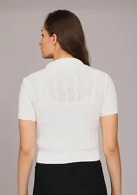 Elegant White Pure Cotton Solid Top For Women-thumb1