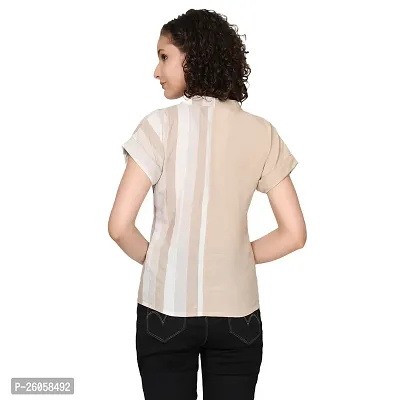 Elegant Beige Cotton Blend Solid Top For Women-thumb2