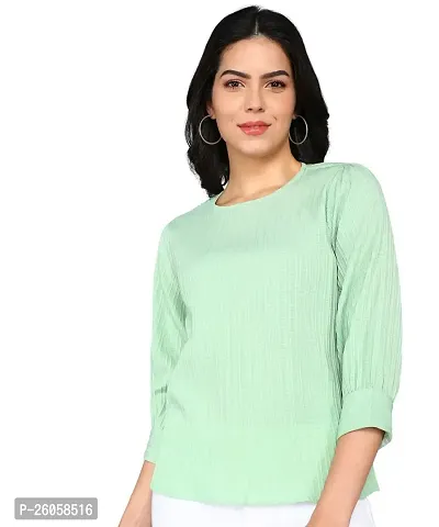 Elegant Green Polyester Solid Top For Women-thumb0