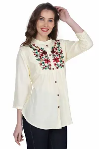 Elegant White Viscose Rayon Self Pattern Top For Women-thumb2