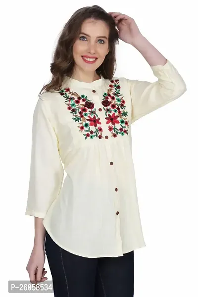 Elegant White Viscose Rayon Self Pattern Top For Women-thumb3