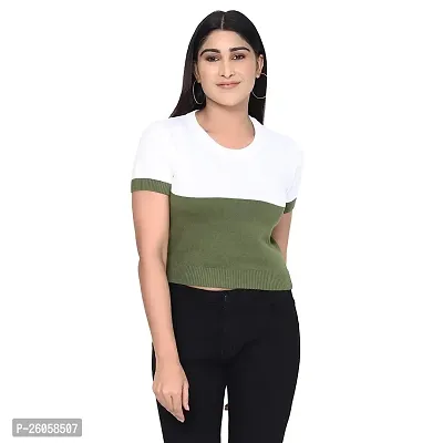 Elegant Green Pure Cotton Solid Top For Women-thumb0