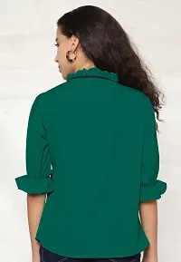 Elegant Green Polyester Solid Top For Women-thumb1