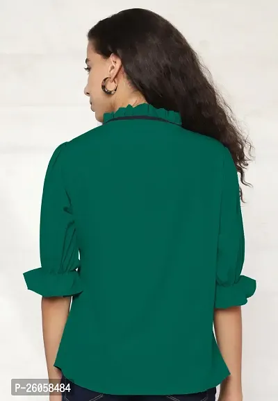 Elegant Green Polyester Solid Top For Women-thumb2