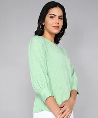 Elegant Green Polyester Solid Top For Women-thumb2