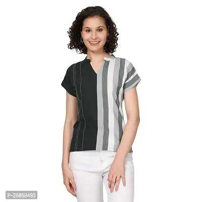 Elegant Green Cotton Blend Solid Top For Women