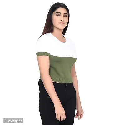 Elegant Green Pure Cotton Solid Top For Women-thumb3