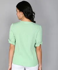 Elegant Green Polyester Solid Top For Women-thumb1