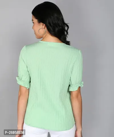 Elegant Green Polyester Solid Top For Women-thumb2