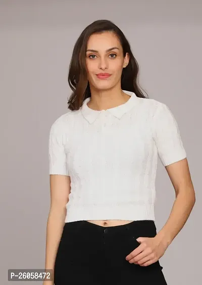 Elegant White Pure Cotton Solid Top For Women