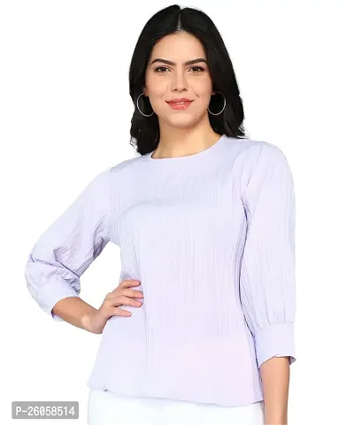 Elegant Purple Polyester Solid Top For Women