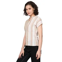 Elegant Beige Cotton Blend Solid Top For Women-thumb3