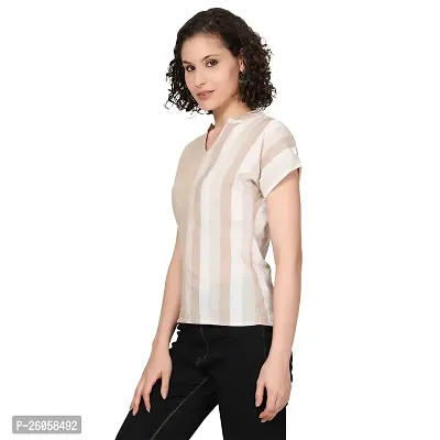 Elegant Beige Cotton Blend Solid Top For Women-thumb4