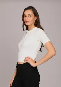 Elegant White Pure Cotton Solid Top For Women-thumb3