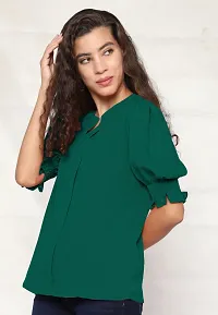 Elegant Green Polyester Solid Top For Women-thumb3