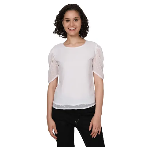 Elegant Chiffon Solid Top For Women