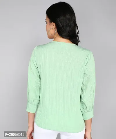 Elegant Green Polyester Solid Top For Women-thumb2