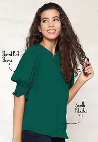 Elegant Green Polyester Solid Top For Women-thumb2