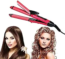 D4STARS Modern Hair Straightener And Curler  2 in 1 Multifunctional Hair Styling Machine ( Pink Rod )-thumb1