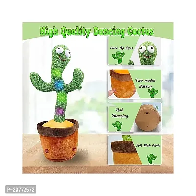 D4stars Rechargeable Dancing Cactus Talking Baby Toys for Kids Speaking Singing Repeat What You Say Children Educational Musical Interactive Electronic Plush Soft Toys-thumb2