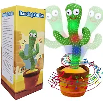 D4stars Rechargeable Dancing Cactus Talking Baby Toys for Kids Speaking Singing Repeat What You Say Children Educational Musical Interactive Electronic Plush Soft Toys-thumb2