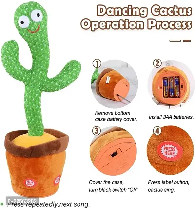 D4STARS Dancing Cactus Toy, Wriggle  Singing for Babies  Kids, Plush Electronic Toys, Voice Recording Repeats(Green/Brown)