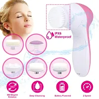 D4STARS Beauty Care Brush Massager Scrubber Face Skin Care Electric Facial Cleanser Massager  (Pink, White)-thumb1