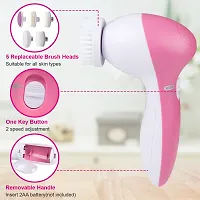 D4STARS Beauty Care Brush Massager Scrubber Face Skin Care Electric Facial Cleanser Massager  (Pink, White)-thumb3