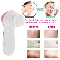 D4STARS Beauty Care Brush Massager Scrubber Face Skin Care Electric Facial Cleanser Massager  (Pink, White)-thumb4