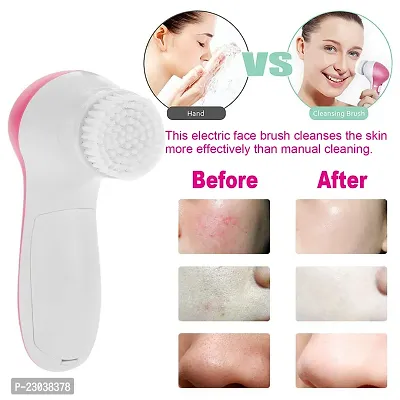 D4STARS Beauty Care Brush Massager Scrubber Face Skin Care Electric Facial Cleanser Massager  (Pink, White)-thumb5