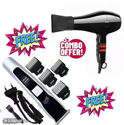 D4STARS 6130 HAIR DRYER WITH COMBO TRIMMER HTC 538 TRIMMER MACHINE SHAVER MACHINE CLIPPER MACHINE TRIMMER PACK OF 2 AND COMBO SET-thumb0